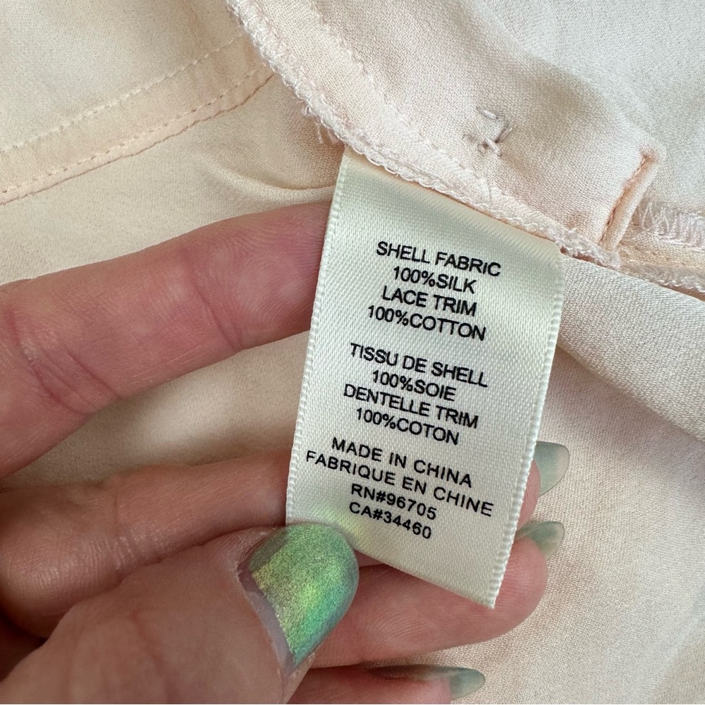 Rebecca Taylor 100% Silk Pink V Neck Blouse, 6 - Picture 6 of 8